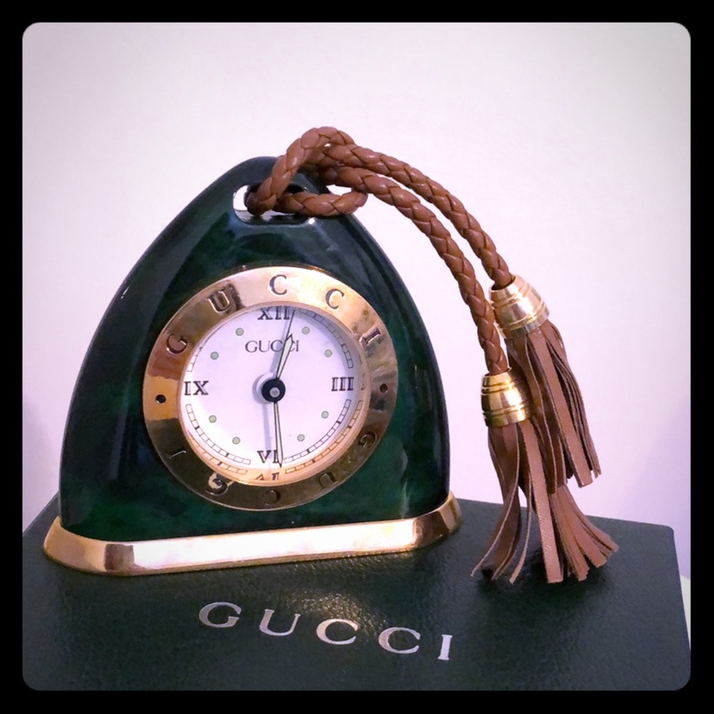 New Vintage Gucci Green Malachite Clock
